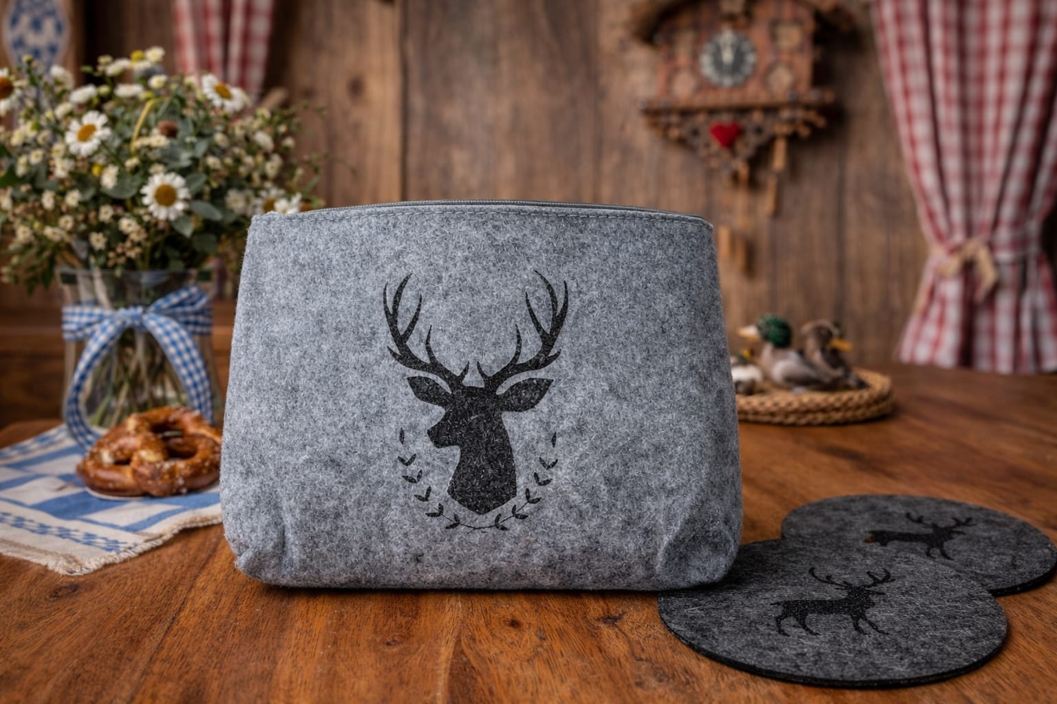 Schminkfilztasche grau